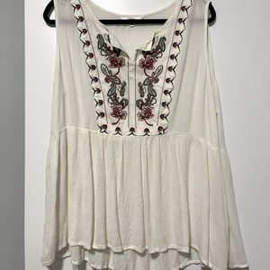 Flowy white embroidered top